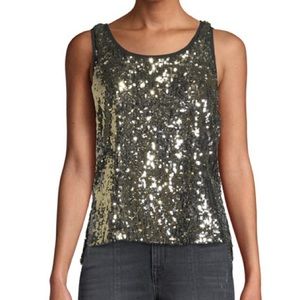 Alice + Olivia Gold Sequin Tank Top
